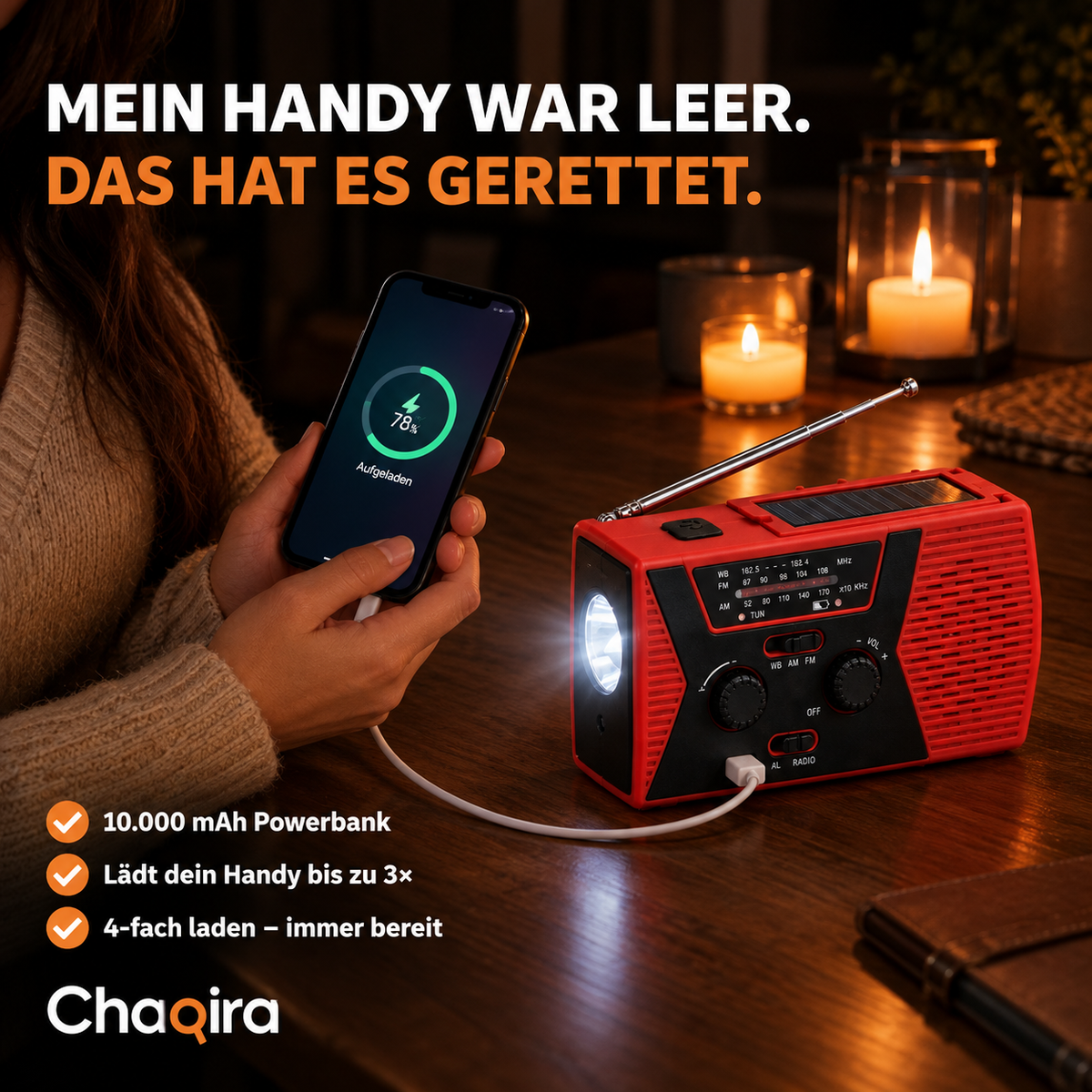 Handy laden mit der 10.000 mAh Powerbank
