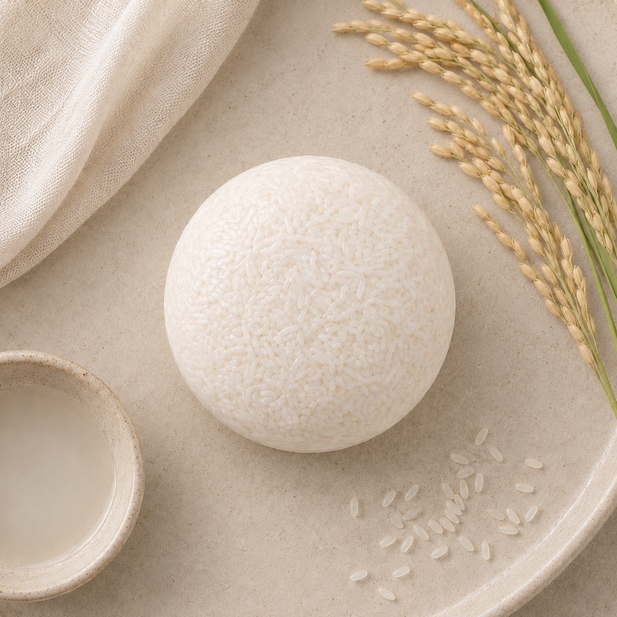 Rice water shampoo bar with rice grains