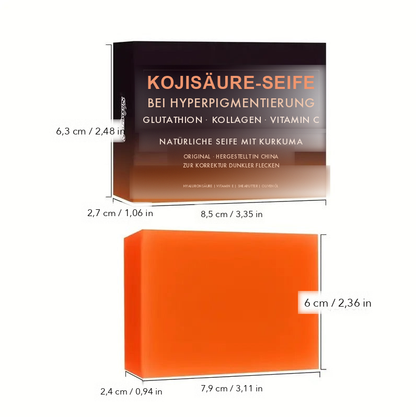 Kojisäure-Seife Maße in cm und Zoll