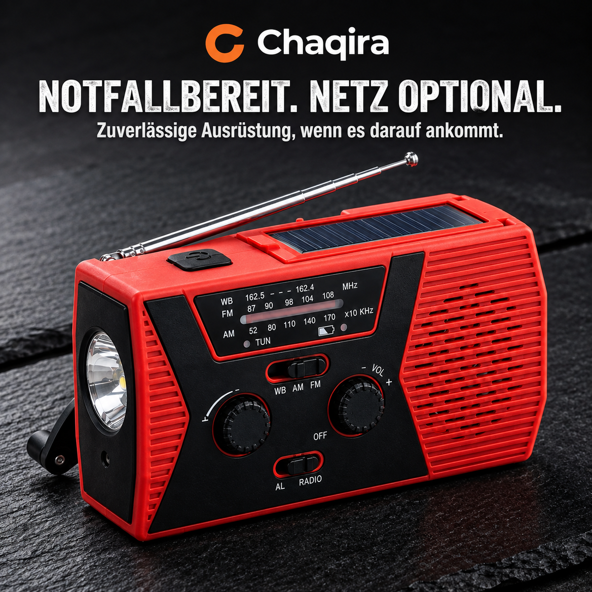 Notfallbereit. Netz optional.