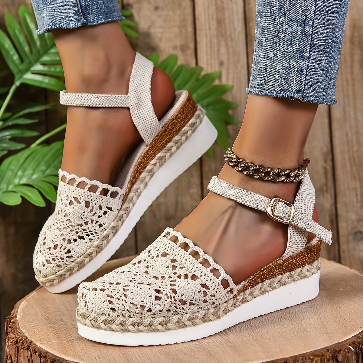 Galatea™ – Crochet Espadrille Comfortable Sandals Ankle Strap