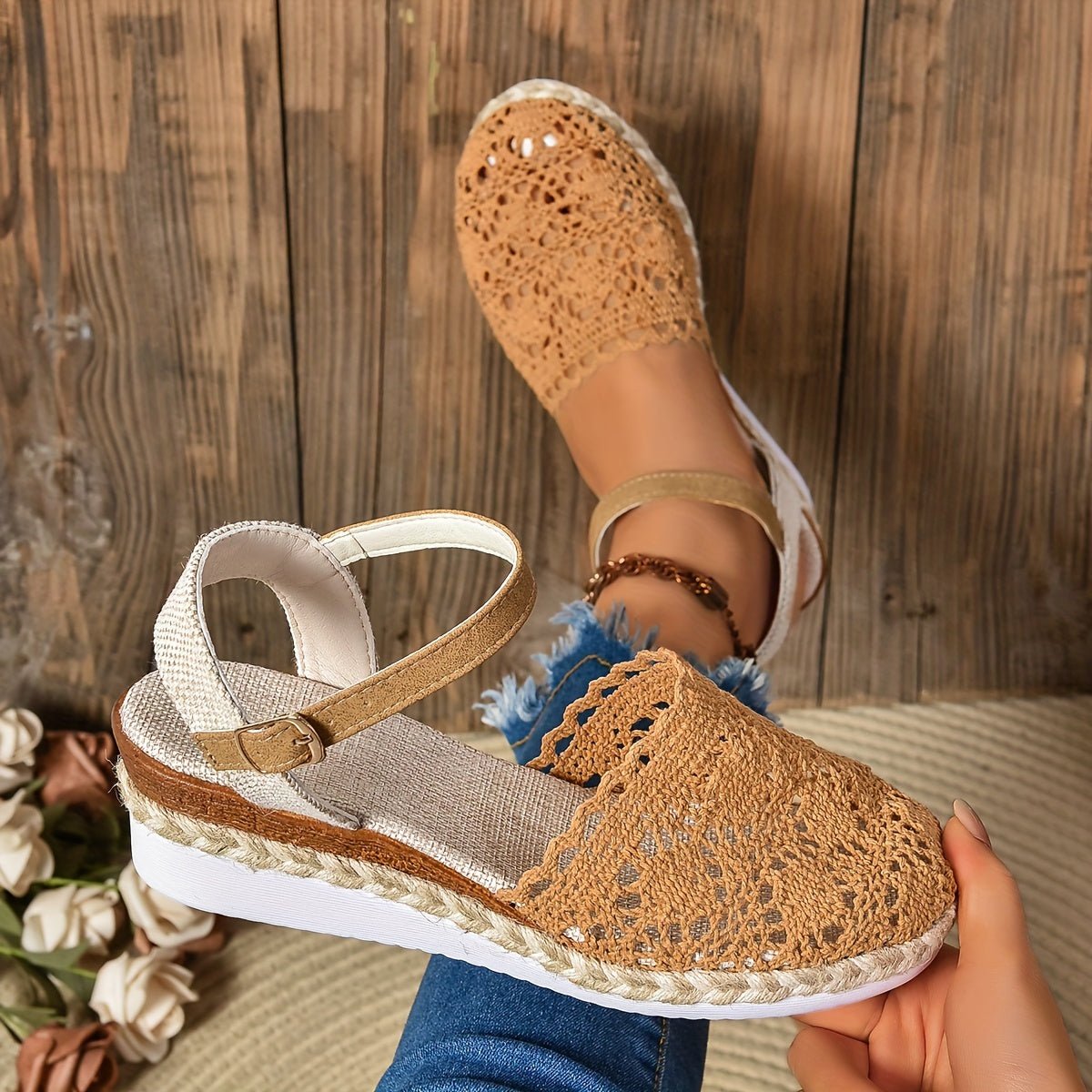 Galatea™ – Crochet Espadrille Comfortable Sandals Ankle Strap