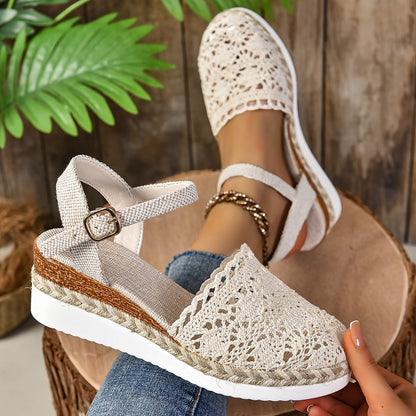 Galatea™ – Crochet Espadrille Comfortable Sandals Ankle Strap