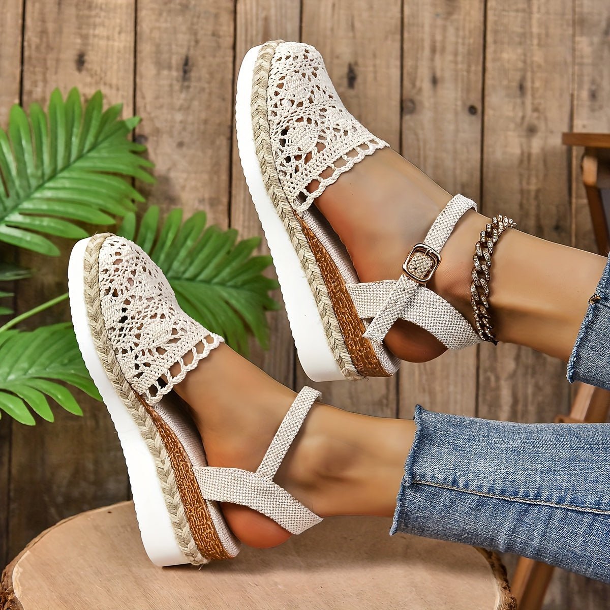Galatea™ – Crochet Espadrille Comfortable Sandals Ankle Strap